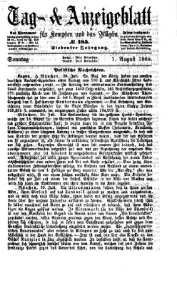 Tag- und Anzeigeblatt für Kempten und das Allgäu Sonntag 1. August 1869