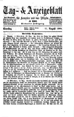 Tag- und Anzeigeblatt für Kempten und das Allgäu Samstag 21. August 1869