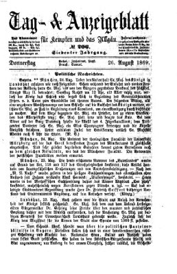 Tag- und Anzeigeblatt für Kempten und das Allgäu Donnerstag 26. August 1869