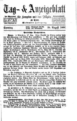 Tag- und Anzeigeblatt für Kempten und das Allgäu Sonntag 29. August 1869