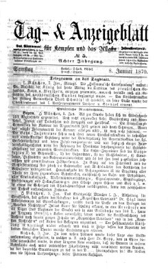 Tag- und Anzeigeblatt für Kempten und das Allgäu Samstag 8. Januar 1870