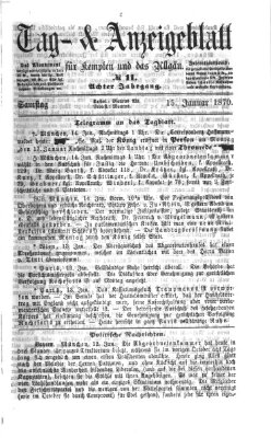 Tag- und Anzeigeblatt für Kempten und das Allgäu Samstag 15. Januar 1870