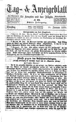 Tag- und Anzeigeblatt für Kempten und das Allgäu Dienstag 25. Januar 1870