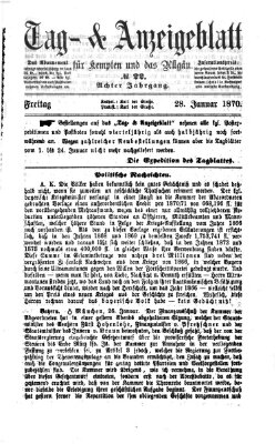 Tag- und Anzeigeblatt für Kempten und das Allgäu Freitag 28. Januar 1870