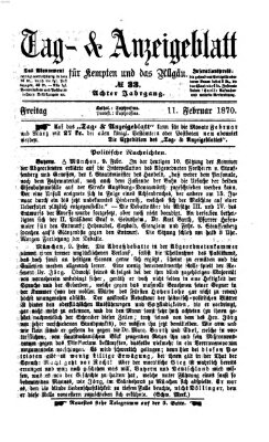 Tag- und Anzeigeblatt für Kempten und das Allgäu Freitag 11. Februar 1870