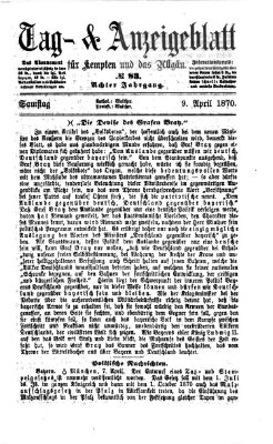 Tag- und Anzeigeblatt für Kempten und das Allgäu Samstag 9. April 1870