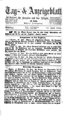 Tag- und Anzeigeblatt für Kempten und das Allgäu Sonntag 12. Juni 1870