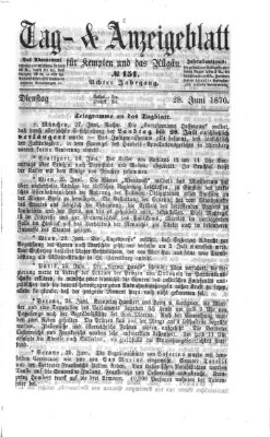 Tag- und Anzeigeblatt für Kempten und das Allgäu Dienstag 28. Juni 1870