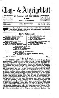 Tag- und Anzeigeblatt für Kempten und das Allgäu Mittwoch 20. Juli 1870