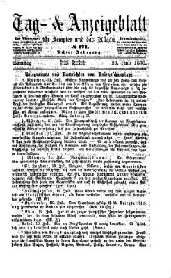 Tag- und Anzeigeblatt für Kempten und das Allgäu Samstag 23. Juli 1870