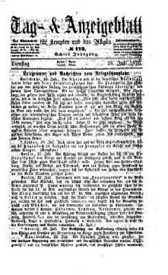 Tag- und Anzeigeblatt für Kempten und das Allgäu Dienstag 26. Juli 1870