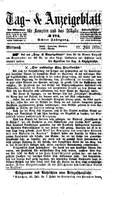 Tag- und Anzeigeblatt für Kempten und das Allgäu Mittwoch 27. Juli 1870