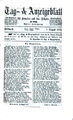 Tag- und Anzeigeblatt für Kempten und das Allgäu Mittwoch 3. August 1870