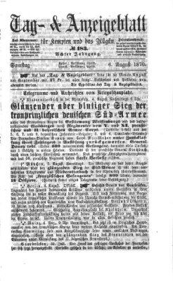 Tag- und Anzeigeblatt für Kempten und das Allgäu Samstag 6. August 1870