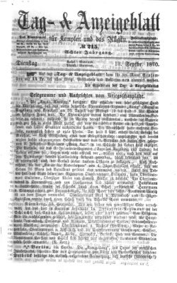 Tag- und Anzeigeblatt für Kempten und das Allgäu Dienstag 13. September 1870