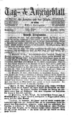 Tag- und Anzeigeblatt für Kempten und das Allgäu Sonntag 18. September 1870