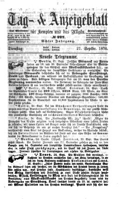 Tag- und Anzeigeblatt für Kempten und das Allgäu Dienstag 27. September 1870