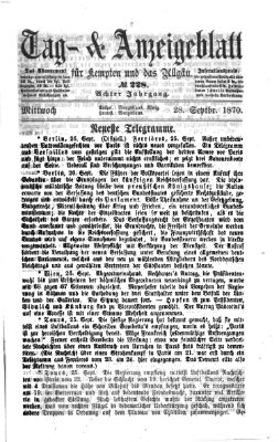 Tag- und Anzeigeblatt für Kempten und das Allgäu Mittwoch 28. September 1870