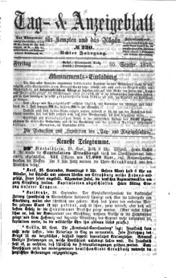 Tag- und Anzeigeblatt für Kempten und das Allgäu Freitag 30. September 1870