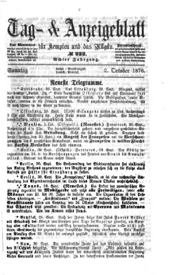 Tag- und Anzeigeblatt für Kempten und das Allgäu Sonntag 2. Oktober 1870