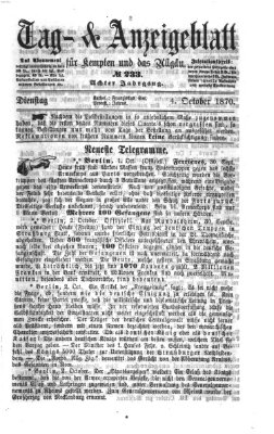 Tag- und Anzeigeblatt für Kempten und das Allgäu Dienstag 4. Oktober 1870