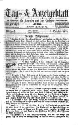 Tag- und Anzeigeblatt für Kempten und das Allgäu Mittwoch 5. Oktober 1870