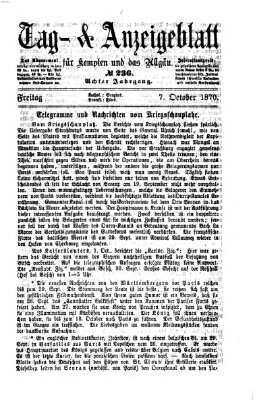 Tag- und Anzeigeblatt für Kempten und das Allgäu Freitag 7. Oktober 1870