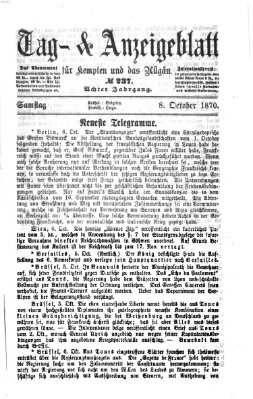 Tag- und Anzeigeblatt für Kempten und das Allgäu Samstag 8. Oktober 1870