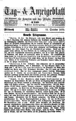 Tag- und Anzeigeblatt für Kempten und das Allgäu Mittwoch 12. Oktober 1870