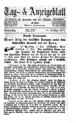 Tag- und Anzeigeblatt für Kempten und das Allgäu Donnerstag 13. Oktober 1870