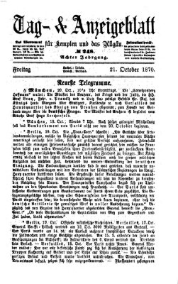 Tag- und Anzeigeblatt für Kempten und das Allgäu Freitag 21. Oktober 1870