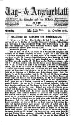 Tag- und Anzeigeblatt für Kempten und das Allgäu Samstag 22. Oktober 1870