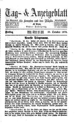 Tag- und Anzeigeblatt für Kempten und das Allgäu Freitag 28. Oktober 1870