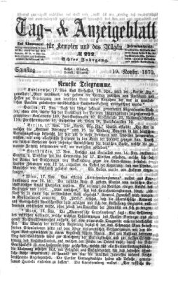 Tag- und Anzeigeblatt für Kempten und das Allgäu Samstag 19. November 1870