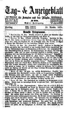 Tag- und Anzeigeblatt für Kempten und das Allgäu Freitag 25. November 1870