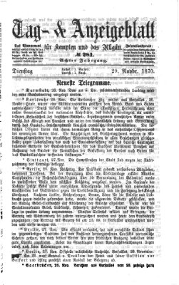 Tag- und Anzeigeblatt für Kempten und das Allgäu Dienstag 29. November 1870