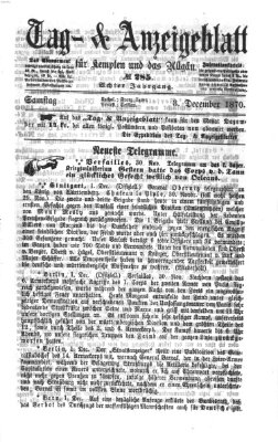 Tag- und Anzeigeblatt für Kempten und das Allgäu Samstag 3. Dezember 1870