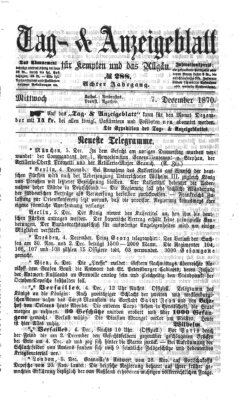 Tag- und Anzeigeblatt für Kempten und das Allgäu Mittwoch 7. Dezember 1870