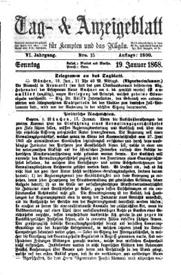 Tag- und Anzeigeblatt für Kempten und das Allgäu Sonntag 19. Januar 1868