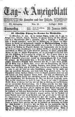 Tag- und Anzeigeblatt für Kempten und das Allgäu Donnerstag 23. Januar 1868