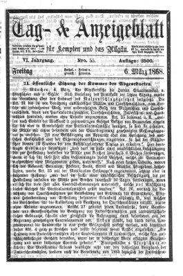 Tag- und Anzeigeblatt für Kempten und das Allgäu Freitag 6. März 1868