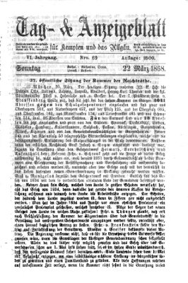 Tag- und Anzeigeblatt für Kempten und das Allgäu Sonntag 22. März 1868