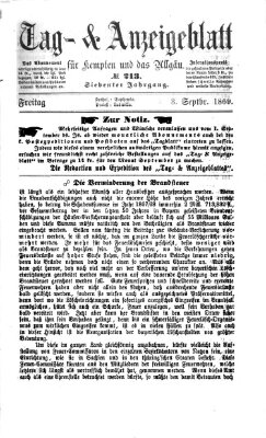 Tag- und Anzeigeblatt für Kempten und das Allgäu Freitag 3. September 1869