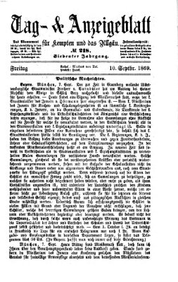 Tag- und Anzeigeblatt für Kempten und das Allgäu Freitag 10. September 1869