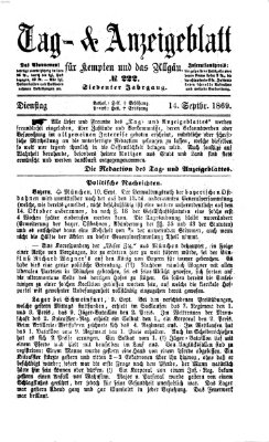 Tag- und Anzeigeblatt für Kempten und das Allgäu Dienstag 14. September 1869