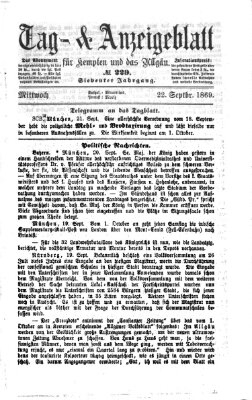 Tag- und Anzeigeblatt für Kempten und das Allgäu Mittwoch 22. September 1869