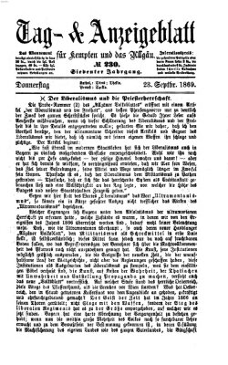 Tag- und Anzeigeblatt für Kempten und das Allgäu Donnerstag 23. September 1869