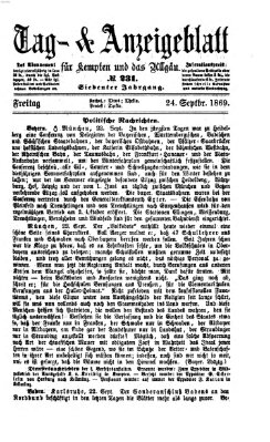 Tag- und Anzeigeblatt für Kempten und das Allgäu Freitag 24. September 1869