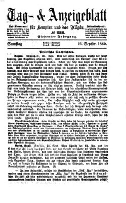 Tag- und Anzeigeblatt für Kempten und das Allgäu Samstag 25. September 1869