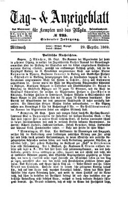 Tag- und Anzeigeblatt für Kempten und das Allgäu Mittwoch 29. September 1869